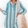 Clothing * | Acoa-001 Sailor Printed Button Down Tunic Jade The Vacation Shop