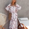 Clothing * | Fate-001 Franky Floral Chiffon Boho Maxi Dress Final Sale