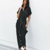 Clothing * | Mabl-001 Aurielle Polka Dot Tie Front Midi Shirt Dress Black Vici Exclusives