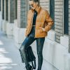 Clothing * | Tcec-001 Stylist Picks Raza Pocketed Faux Leather Puffer Jacket Camel