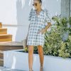 Clothing * | Oliv-001 Donda Cotton Pocketed Plaid Puff Sleeve Dress Final Sale All Clothing