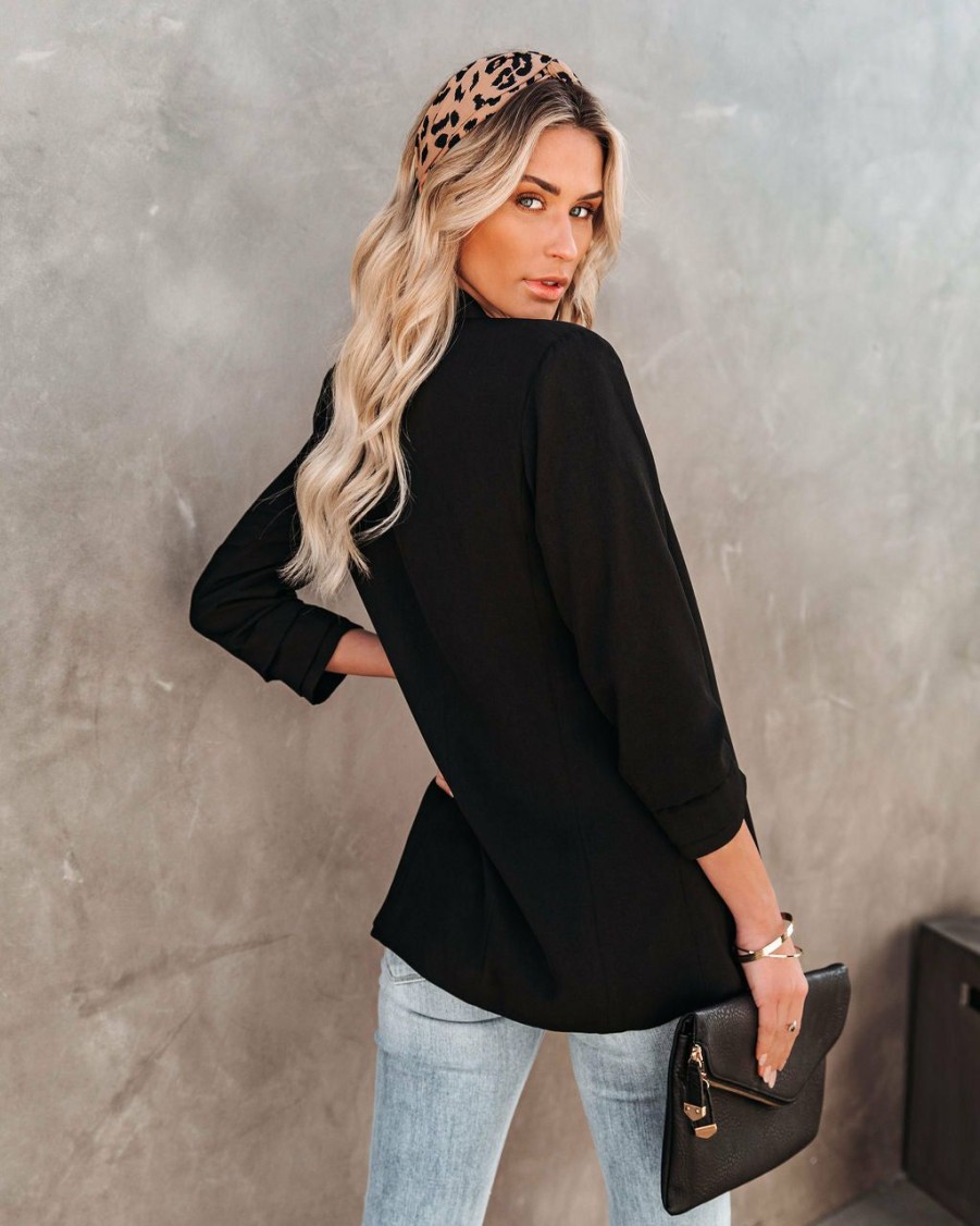 Clothing * | Mod -001 Uptown Girl Pocketed Blazer Black Just Restocked