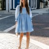 Clothing * | Entr-001 Silverado Gingham Babydoll Dress Blue