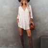 Clothing * | Flaw-001 Kennedy Cotton Pocketed Button Down Tunic Wheat Final Sale All Clothing