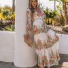 Clothing * | Salt-001 Bump Friendly Joliet Floral Tiered Maxi Dress Ivory Final Sale