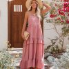 Clothing * | Oliv-001 Sunshower Cotton Tiered Maxi Dress Dusty Rose All Clothing