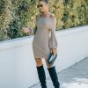 Clothing * | Acoa-001 All Clothing Greer Off The Shoulder Sweater Dress Taupe Final Sale