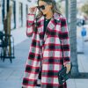 Clothing * | A.Peach All Clothing Wishful Winter Pocketed Plaid Coat Red Final Sale