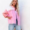 Clothing * | Entr-001 Cavin Pocketed Colorblock Denim Jacket Pink Combo