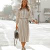 Clothing * | Skie-001 All Clothing Glinda Striped Satin Midi Shirt Dress Final Sale