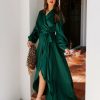 Clothing * | Fate-001 Always Memorable Satin Maxi Dress Emerald All Clothing