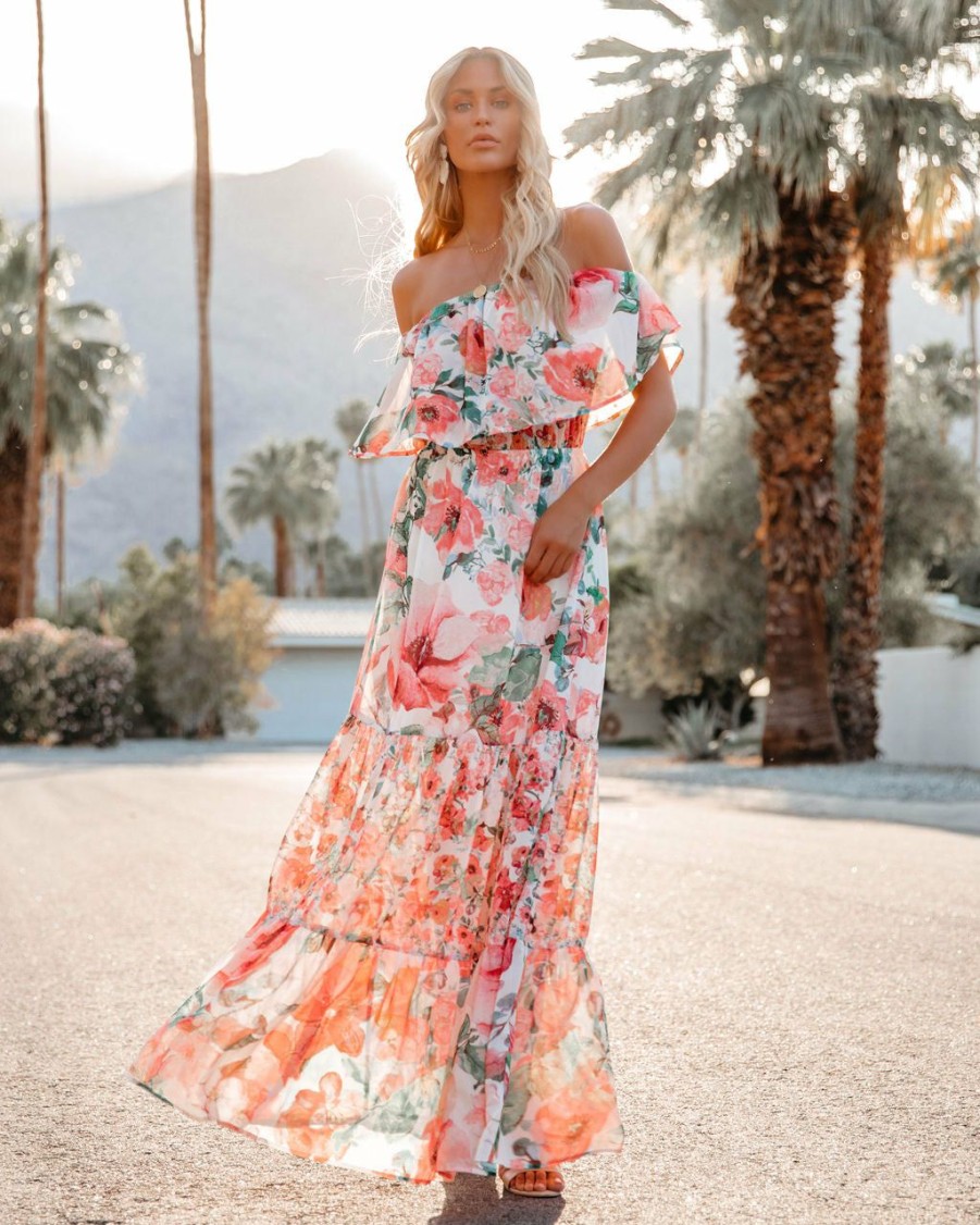 Clothing * | Salt-001 Jaiden Floral Off The Shoulder Maxi Dress