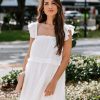 Clothing * | Blue-001 Zimal Ruffle Trim Babydoll Dress Off White Final Sale