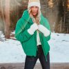 Clothing * | Dres-001 Stay Awhile Pocketed Hooded Puffer Jacket Kelly Green Final Sale