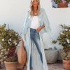 Clothing * | Enc-001 All Clothing Joli Metallic Duster Kimono Light Blue