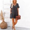 Clothing * | Must-001 Oatland Cotton Pocketed Babydoll Dress Washed Black Final Sale All Clothing