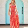 Clothing * | Enc-001 All Clothing Claira Floral Tie Strap Maxi Dress Orange