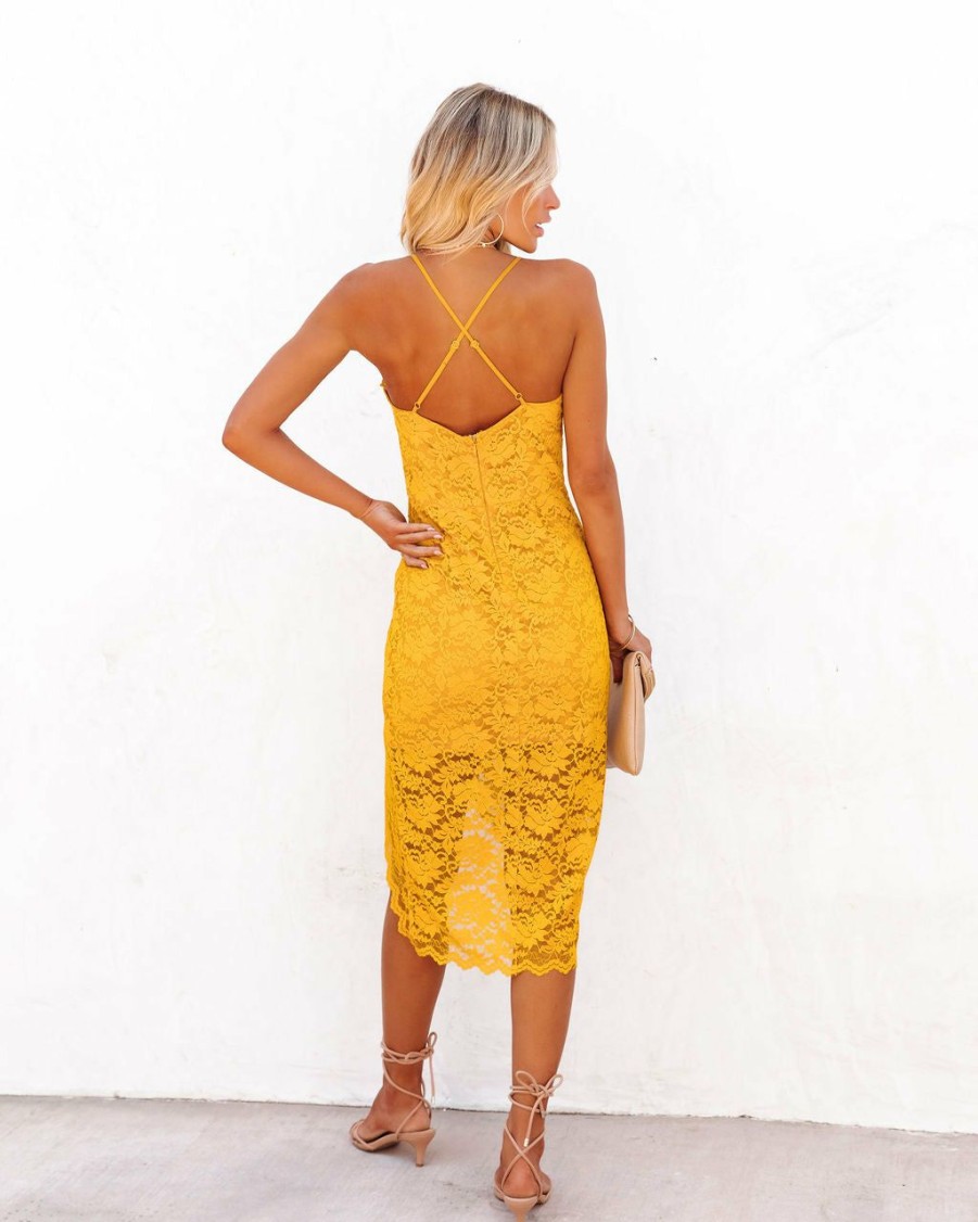 Clothing * | Aeom-001 Flamenco In Marbella Lace Midi Dress Marigold