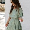 Clothing * | Entr-001 Slow It Down Smocked Tassel Dress Sage All Clothing