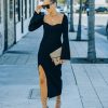 Clothing * | Aaa-001 Broadway Ribbed Knit Midi Dress Black