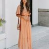 Clothing * | Blue-001 Bump Friendly Zofia Tiered Midi Dress Apricot Final Sale