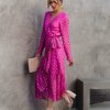 Clothing * | Enc-001 Rejoice Metallic Detailed Wrap Maxi Dress Magenta Final Sale