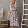 Clothing * | Dres-001 All Clothing Shaken Leaves Floral Boho Maxi Dress