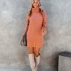 Clothing * | Dres-001 Frozen Heart Turtleneck Sweater Dress Clay Final Sale All Clothing