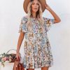 Clothing * | Entr-001 Vasilis Floral Tiered Babydoll Dress Blue Multi All Clothing