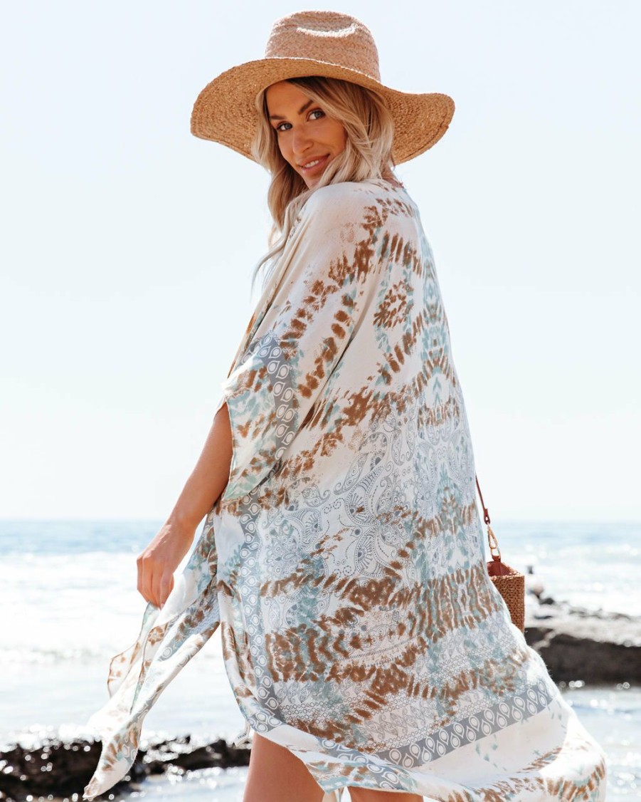 Clothing * | Urba-002 Shasta Printed Kimono Cream