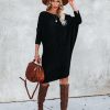 Clothing * | Pol-001 Cecelia Asymmetrical Knit Sweater Dress Black Final Sale