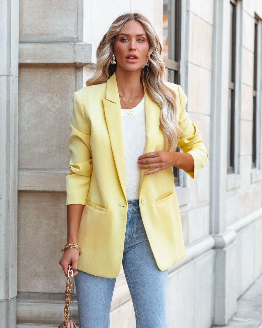 Clothing * | Endl-001 Standards Pocketed Blazer Lemon