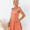 Clothing * | On T-001 Samia Satin Tie Strap Mini Dress Peach Pretty Perfect