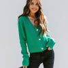 Clothing * | Endl-001 Lovey Button Front Knit Cardigan Green