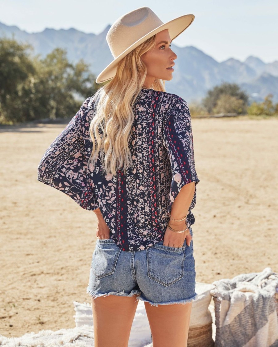 Clothing * | Love-003 Carissa Floral Kimono Tie Top