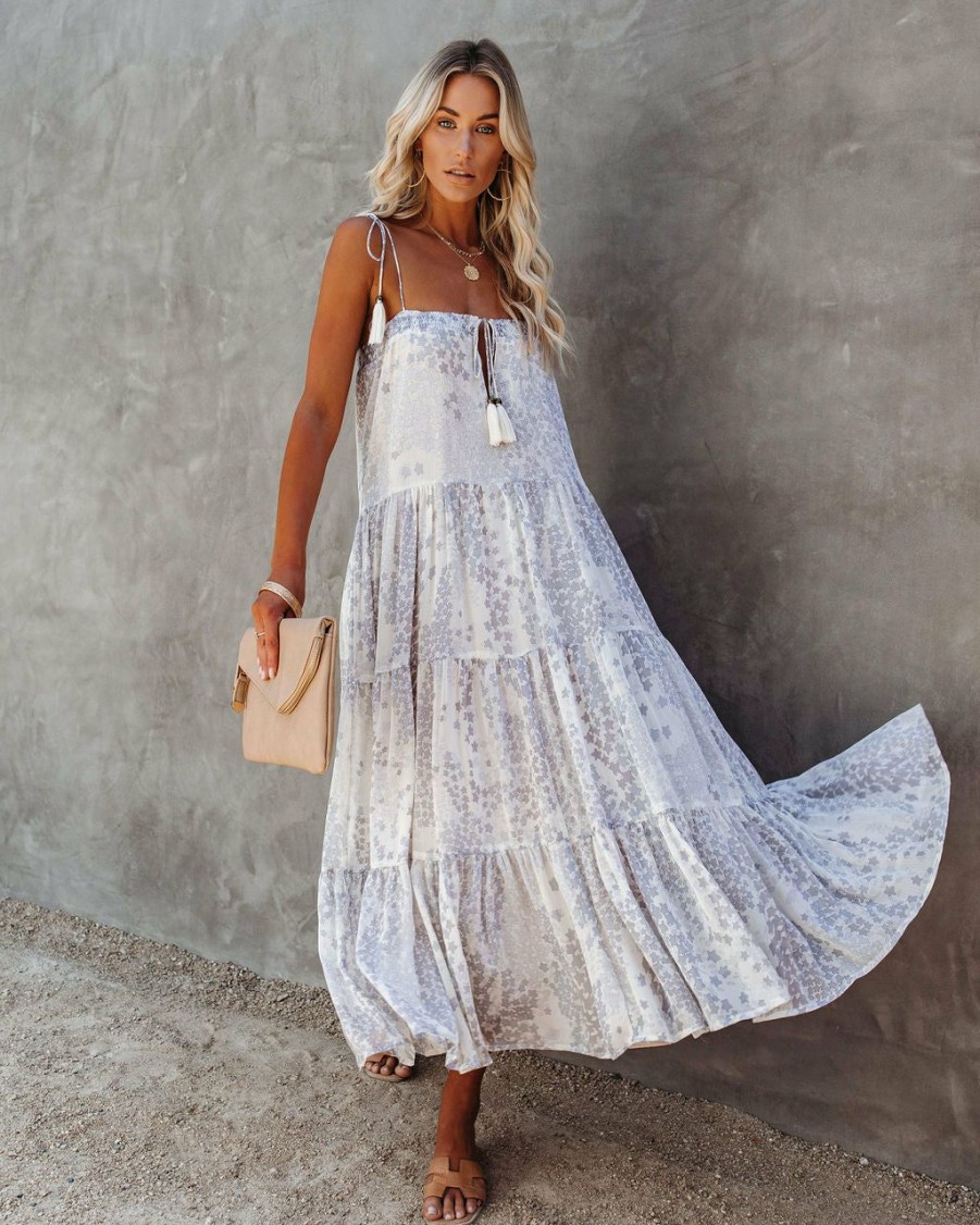 Clothing * | Stor-001 Lights Down Low Tiered Tassel Midi Dress Just Restocked