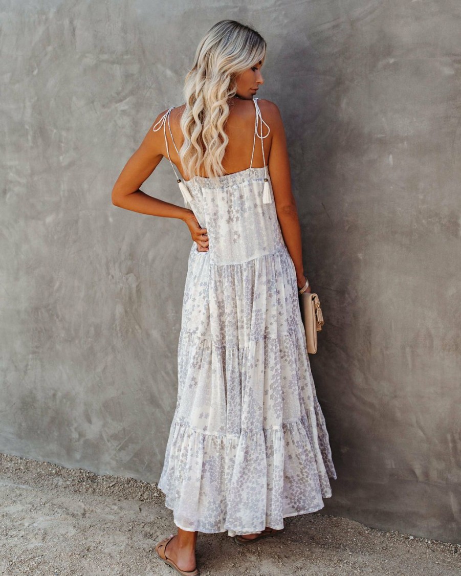 Clothing * | Stor-001 Lights Down Low Tiered Tassel Midi Dress Just Restocked