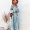 Clothing * | Dres-001 Bowdan Tiered Boho Maxi Dress Soft Blue