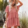 Clothing * | Oliv-001 Good Karma Cotton Tiered Babydoll Tunic Dusty Rose All Clothing