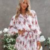 Clothing * | Fate-001 Dresses Of The Essence Floral Chiffon Button Down Dress Final Sale