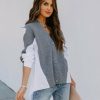 Clothing * | Endl-001 Constantine Contrast Poplin Button Down Knit Top All Clothing