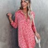 Clothing * | Acoa-001 Brenleigh Printed Satin Button Down Tunic Bold Babe