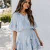 Clothing * | Entr-001 Slow It Down Smocked Tassel Dress Baby Blue All Clothing