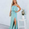 Clothing * | Tych-001 Vici Exclusives Head Over Heels Strapless Satin Maxi Dress Mint- Final Sale