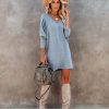 Clothing * | Tych-001 All Clothing You Belong With Me Dolman Knit Dress Grey Blue