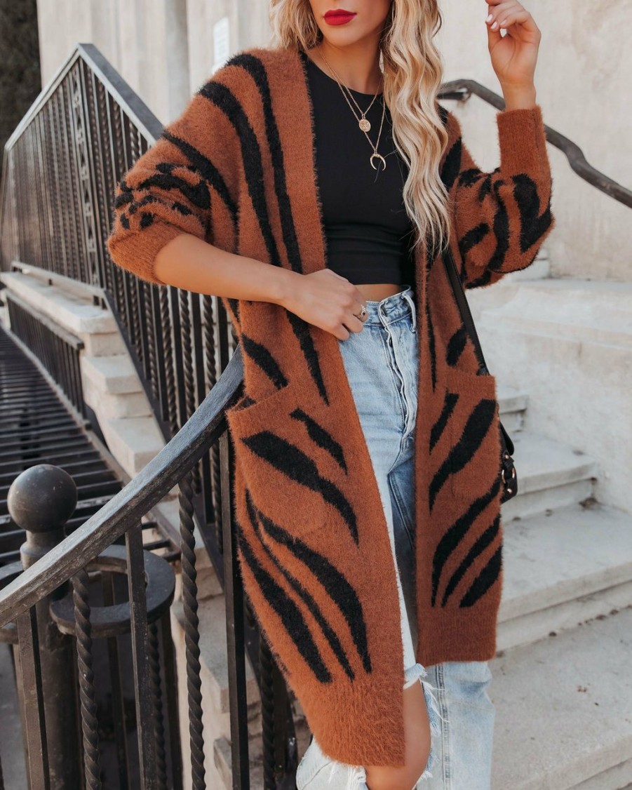 Clothing * | Stor-001 All Clothing Cayla Pocketed Zebra Duster Cardigan Final Sale