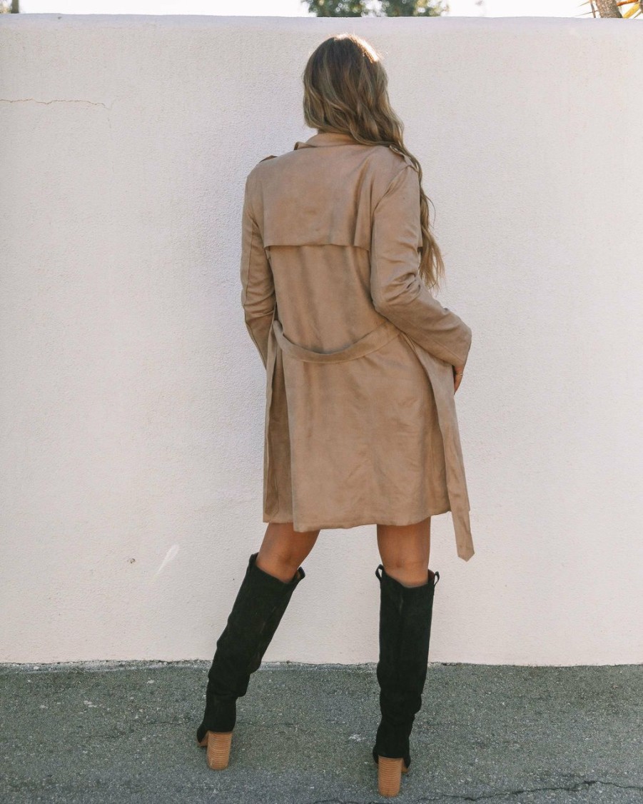 Clothing * | Dee-001 Bruin Pocketed Trench Coat Khaki Final Sale All Clothing