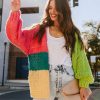 Clothing * | List-001 Courage Pocketed Colorblock Knit Cardigan Bright Pink Multi Final Sale State Of Happy