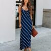 Clothing * | Oliv-001 Powell Striped Adjustable Maxi Dress Navy Americana Babe