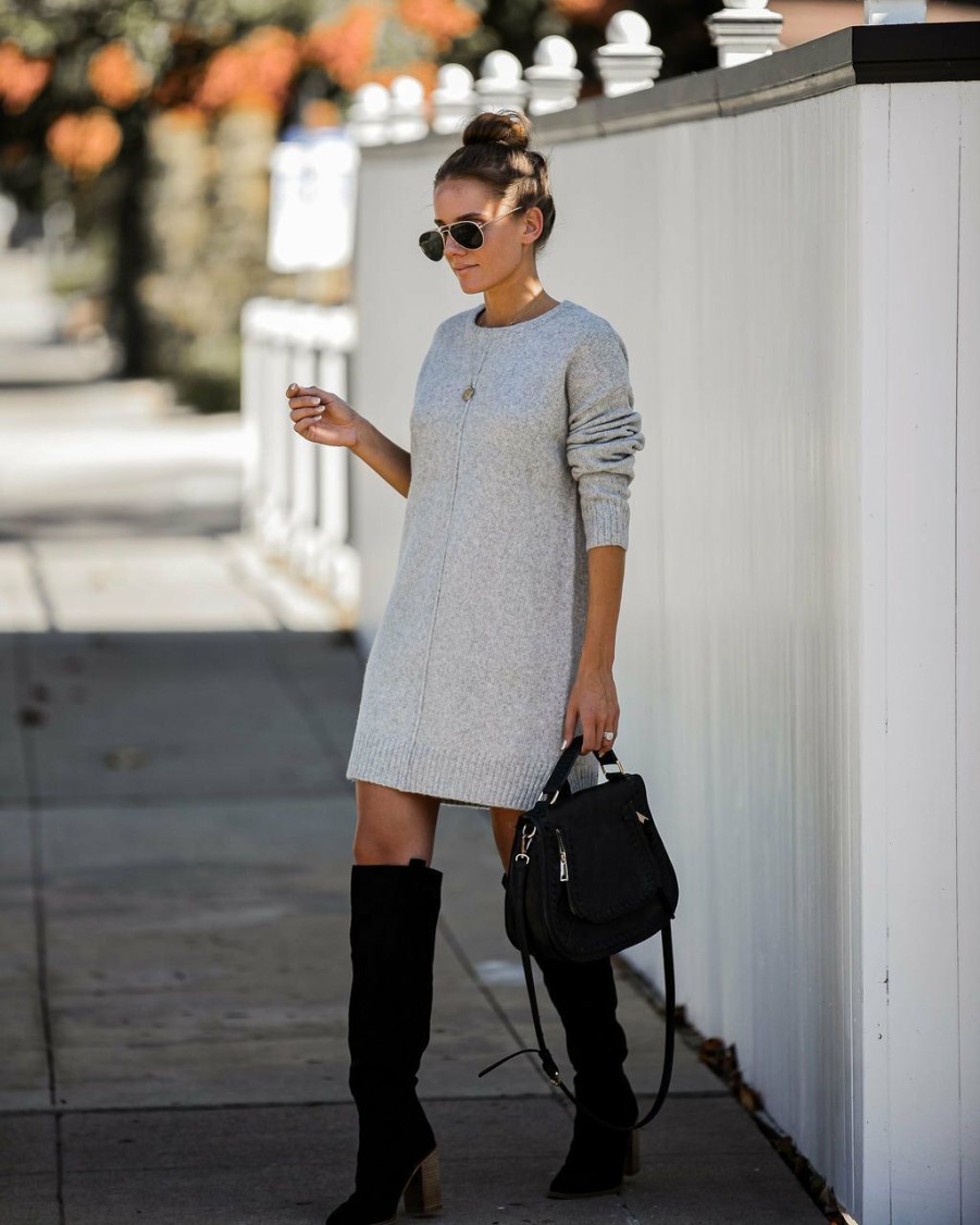 Clothing * | Newb-001 Smoky Mountain Sweater Dress Grey